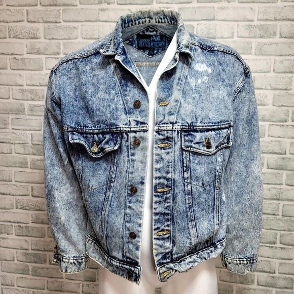 Vintage 90s Canyon River Blues Size L Acid Wash Denim Jean Jacket - Picture 2 of 11